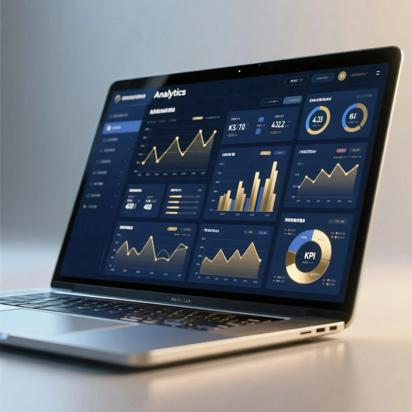 Analytics Dashboard mit Sportwetten-Charts und statistischen Daten auf einem Laptop - Datengetriebene Herangehensweise an Wettstrategien
