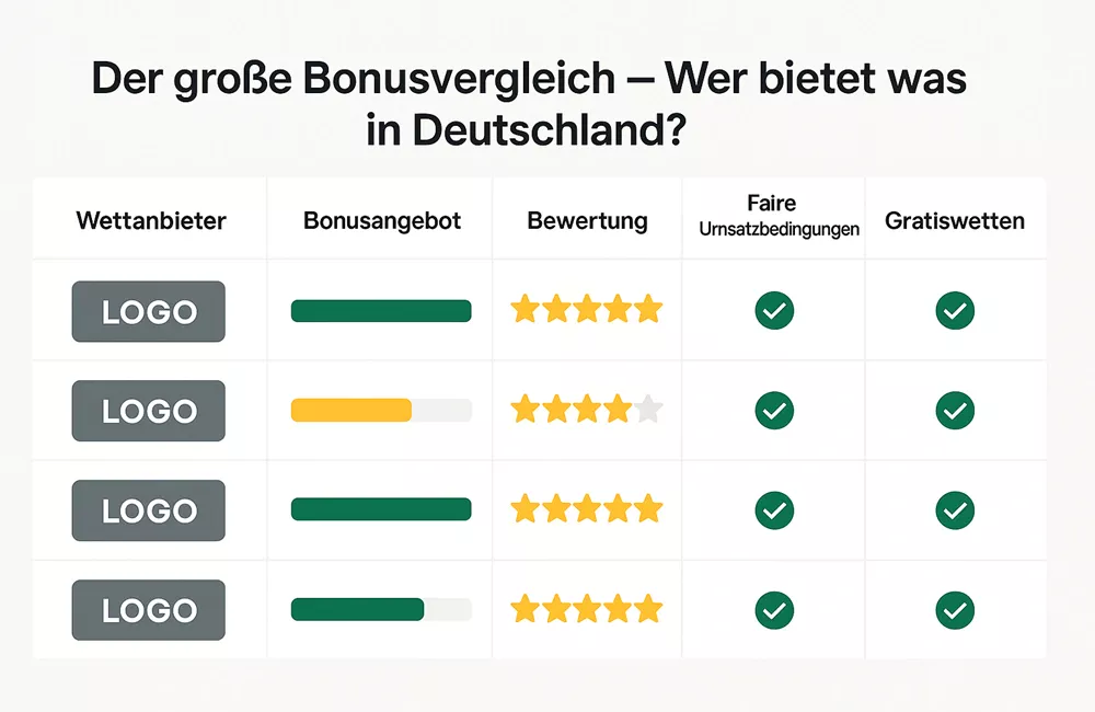 Wettanbieter Bonus Vergleich – Bet365, Betano, NEO.bet und weitere Buchmacher im direkten Test
